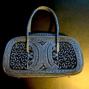 Saga Satchel Silver and Black